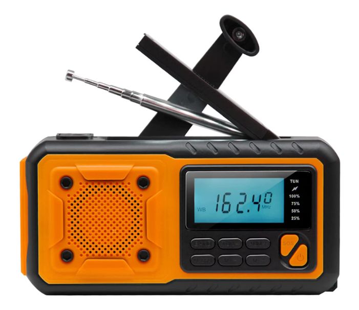 Aparat de Radio portabil pentru UrgentE cu incarcare solara si manivela